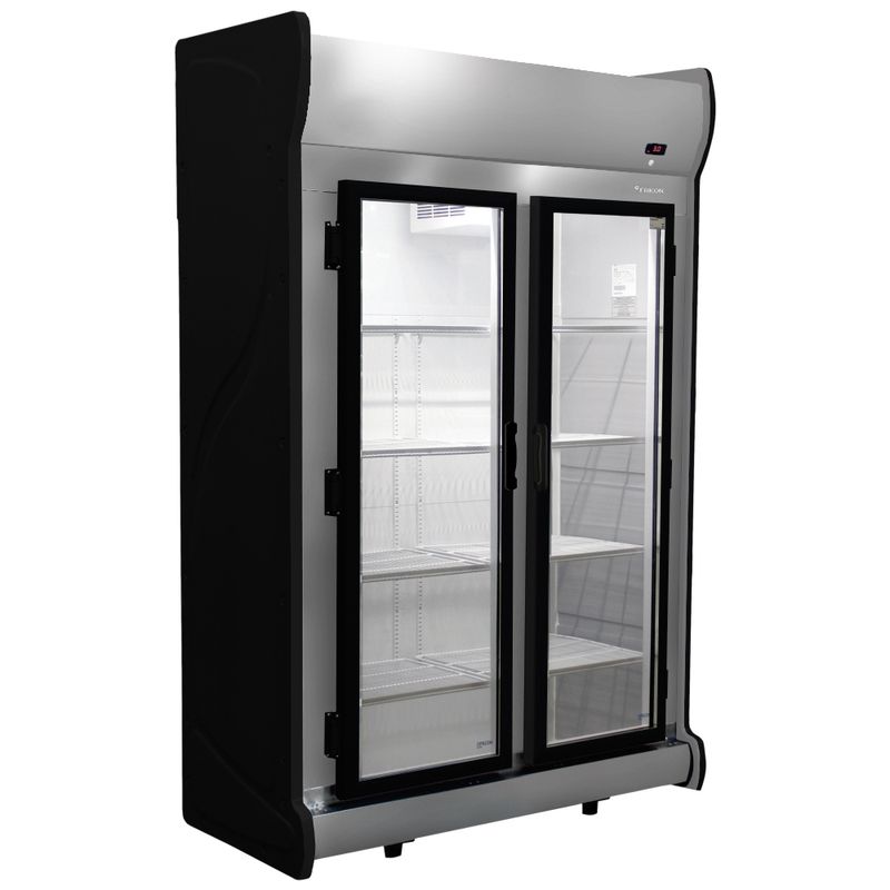 Expositor-Vertical-2-Portas-Vidro-1000-L-Preto-220-V
